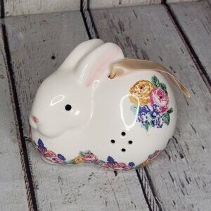 5" VTG Ceramic Bunny Rabbit Pomander Floral Potpourri Diffuser Figurine Ornament